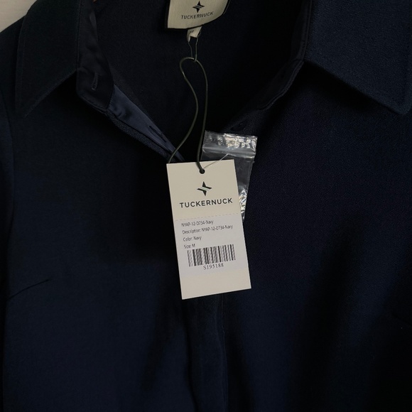 Navy Tuckernuck Crepe Massey Blue Ruffle Sleeve Dress NWT - Picture 2 of 5